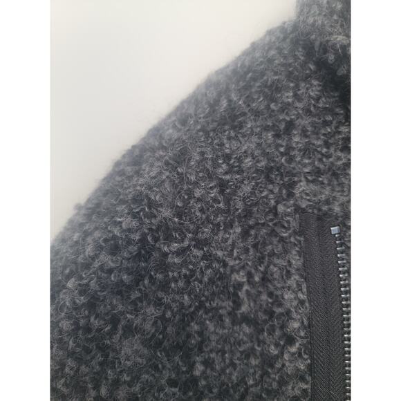 H&M Divided Women’s M Wool Blend Bouclé Asymmetrical Zip Coat Gray - Picture 5 of 14